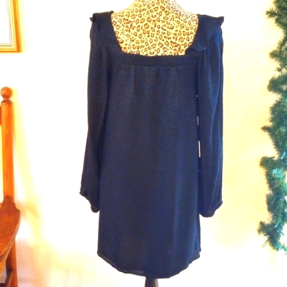 Glam Ladies Long Sleeve Midi Dress with Ruffle Accent Size:M Color:Black NWOT - Picture 4 of 10